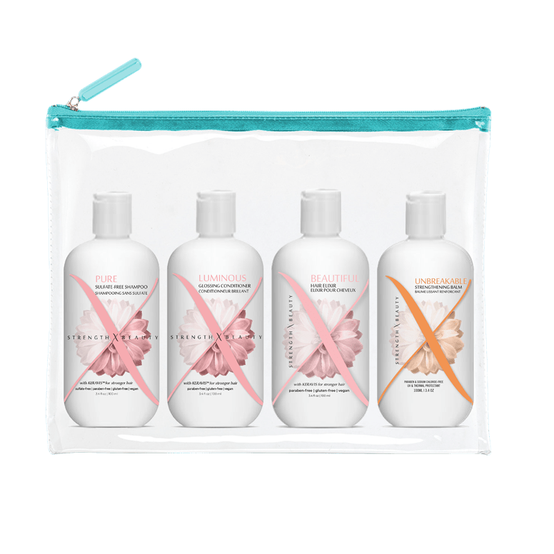 StrengthxBeauty.com hair care travel set Fragile or Damaged Fine Hair Bodifying Smoothing Kit | Fine Fragile Hair