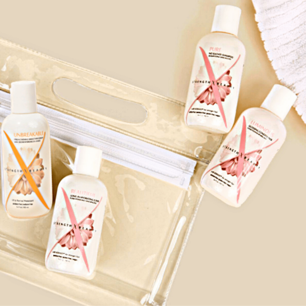 StrengthxBeauty.com hair care travel set Fragile or Damaged Fine Hair Bodifying Smoothing Kit | Fine Fragile Hair