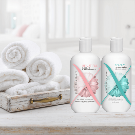 StrengthxBeauty.com Beach Waves Bundle | Fine-Medium Hair: Beautiful Leave In Hydrating Elixir + Beachy Wave Defining Creme