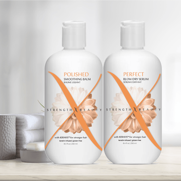 StrengthxBeauty.com Blow Pro Styling Bundle: Perfect Blow Dry Serum + Polished Smoothing Balm